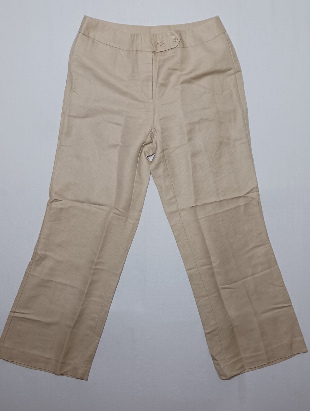 Emma James Linen Blend Wide Leg Trousers Size 8 Beige Textured 30X29